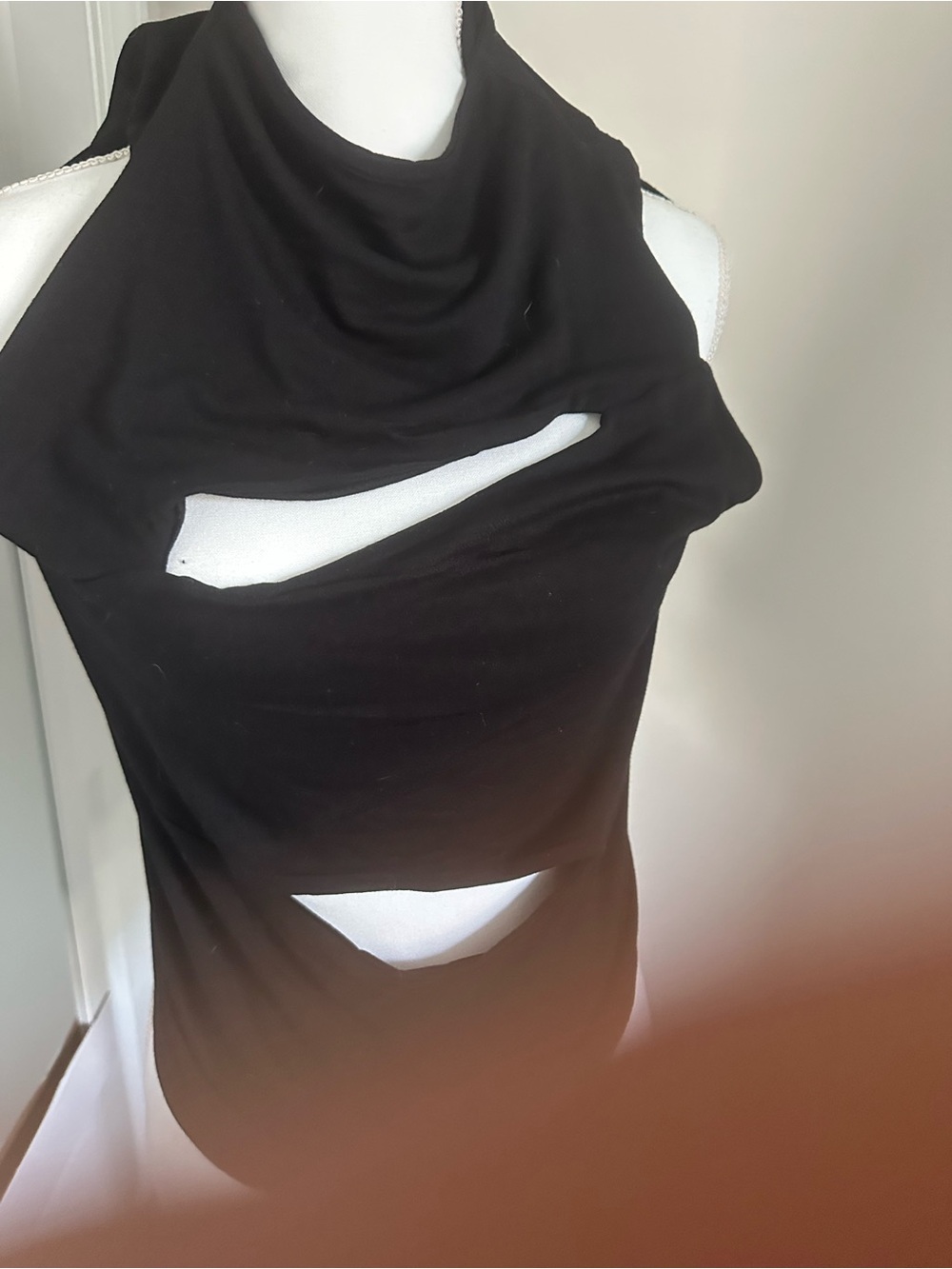 naked wardrobe Black Sleeveless Cutout Top